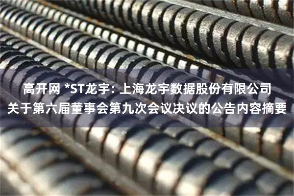 高开网 *ST龙宇: 上海龙宇数据股份有限公司关于第六届董事会第九次会议决议的公告内容摘要