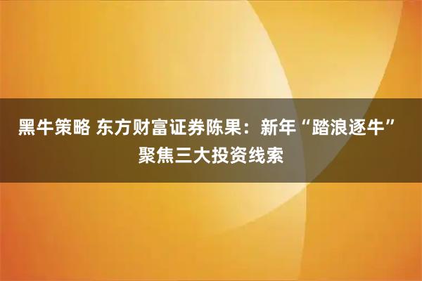 黑牛策略 东方财富证券陈果：新年“踏浪逐牛” 聚焦三大投资线索